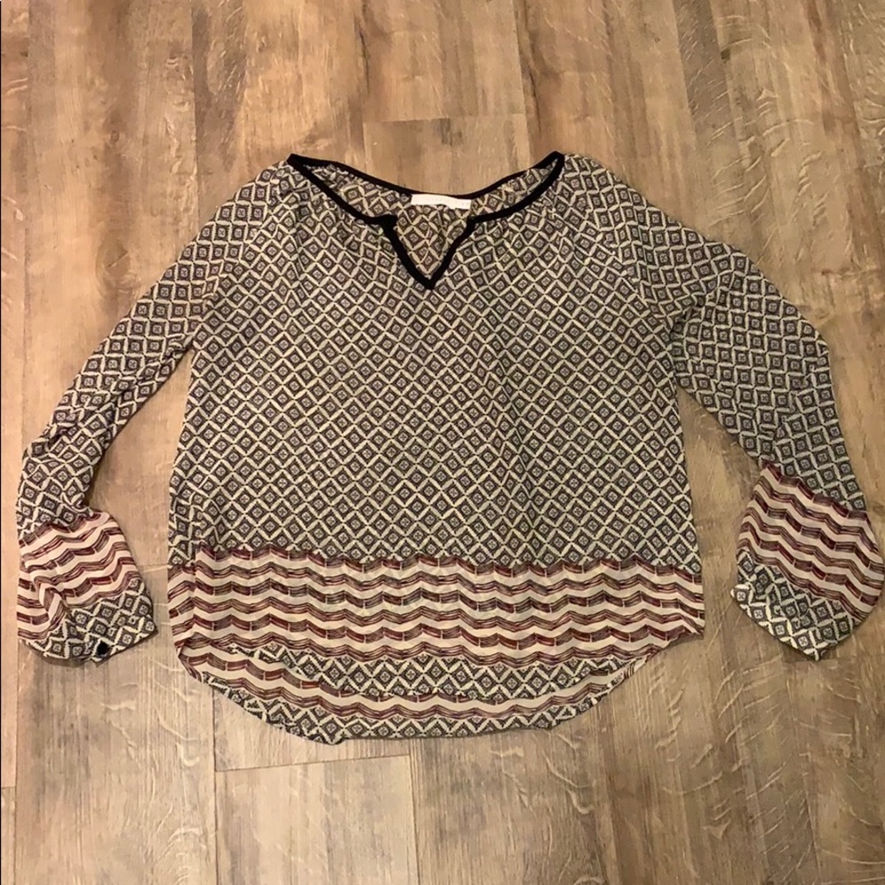 Lush | Long Sleeve Boho Patterned Blouse